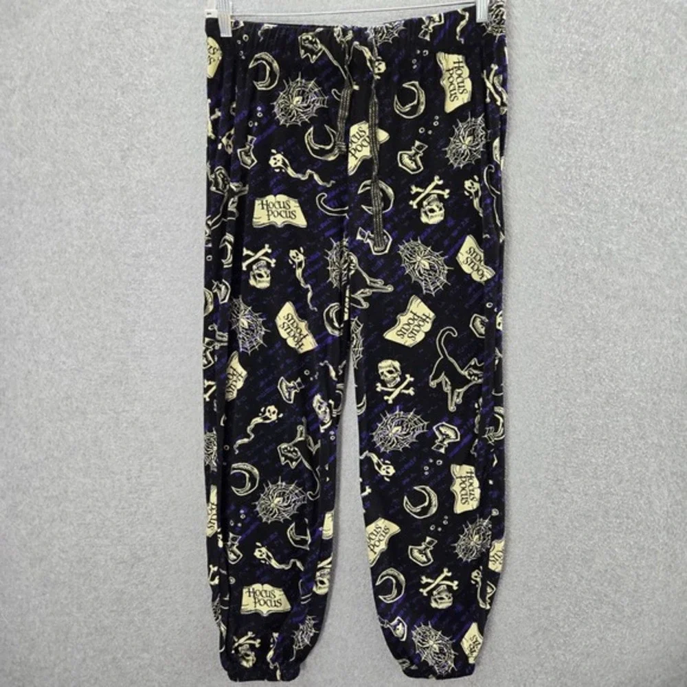 Disney Women Sleepwear XL Blue Hocus Pocus Allover Print Pajama Pants Drawstring